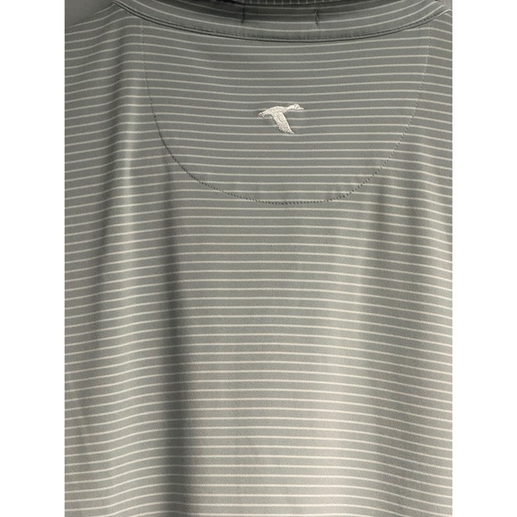 Genteal Performanc Polo Shirt Mens XL Gray White Stripe Short Sleeve Golf - Picture 7 of 12